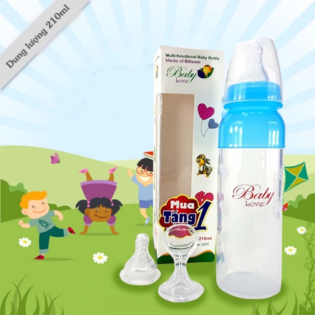 Bình sữa silicon Baby love 2 in 1 210ml