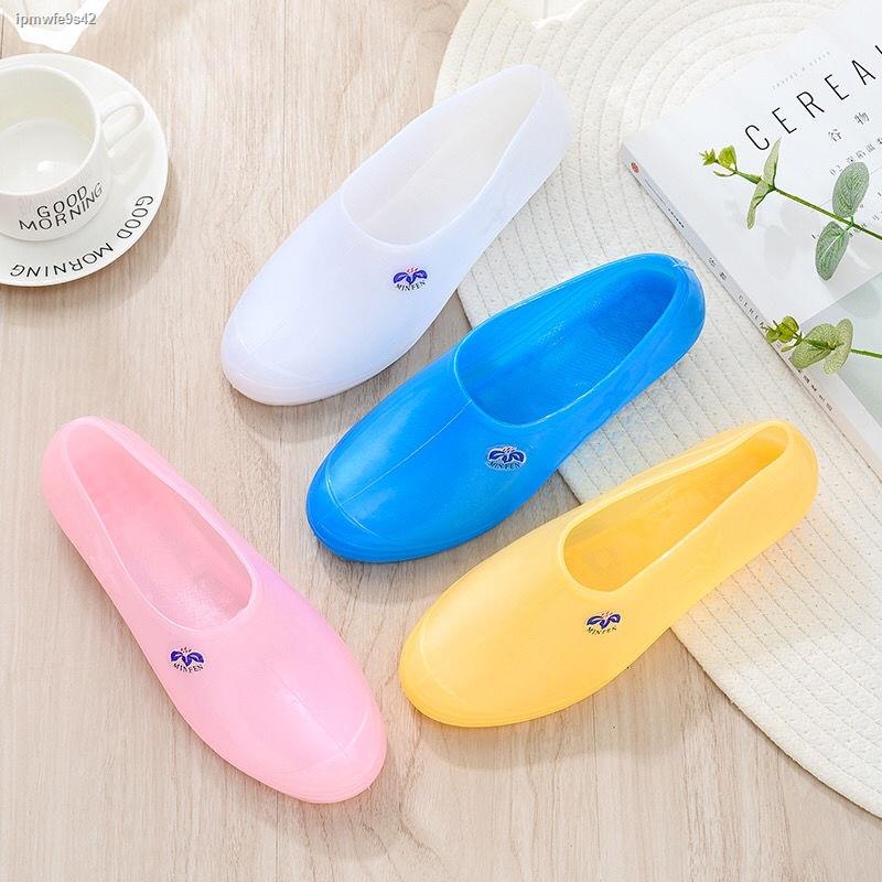 Giày đi mưa phụ nữ người lớn ống ngắn cạn nước dãi mùa hè chống trượt nhà bếp làm việc nhựa không thấm cắt thấp nêm thạc