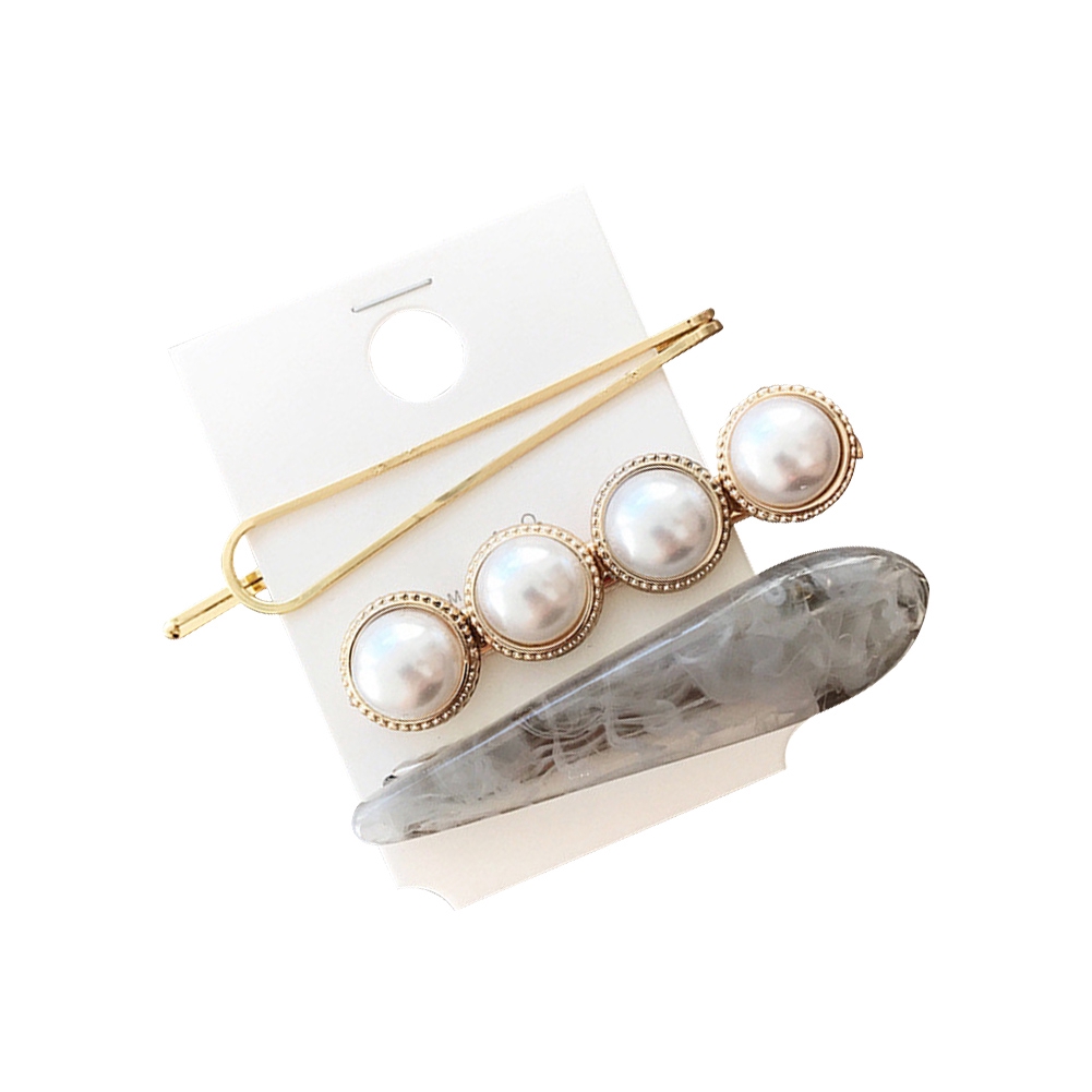 Set 7 Kẹp Tóc Đính Ngọc Trai Kiểu Dáng Lãng Mạn Jp5