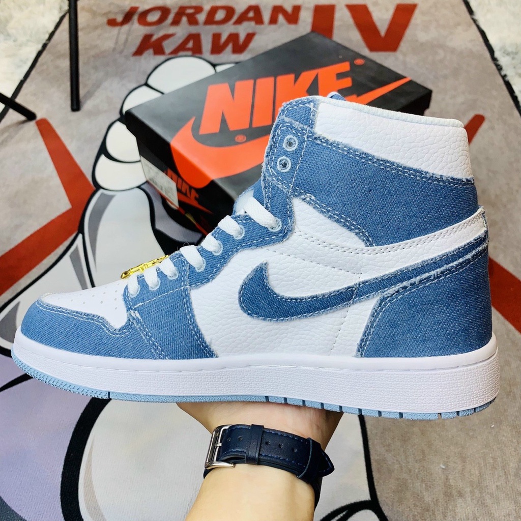 Giày Sneaker Nam Nữ JD1 Cao Cổ Trắnng Xanh Dương