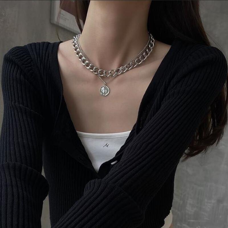 Vòng cổ Bạc Dày Mặt Hình Chân Dung Độc Đáo Thời Trang Cho Nữ