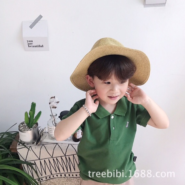Áo polo hãng Treebibi vàng/xanh lá 80-100 (8-14kg)