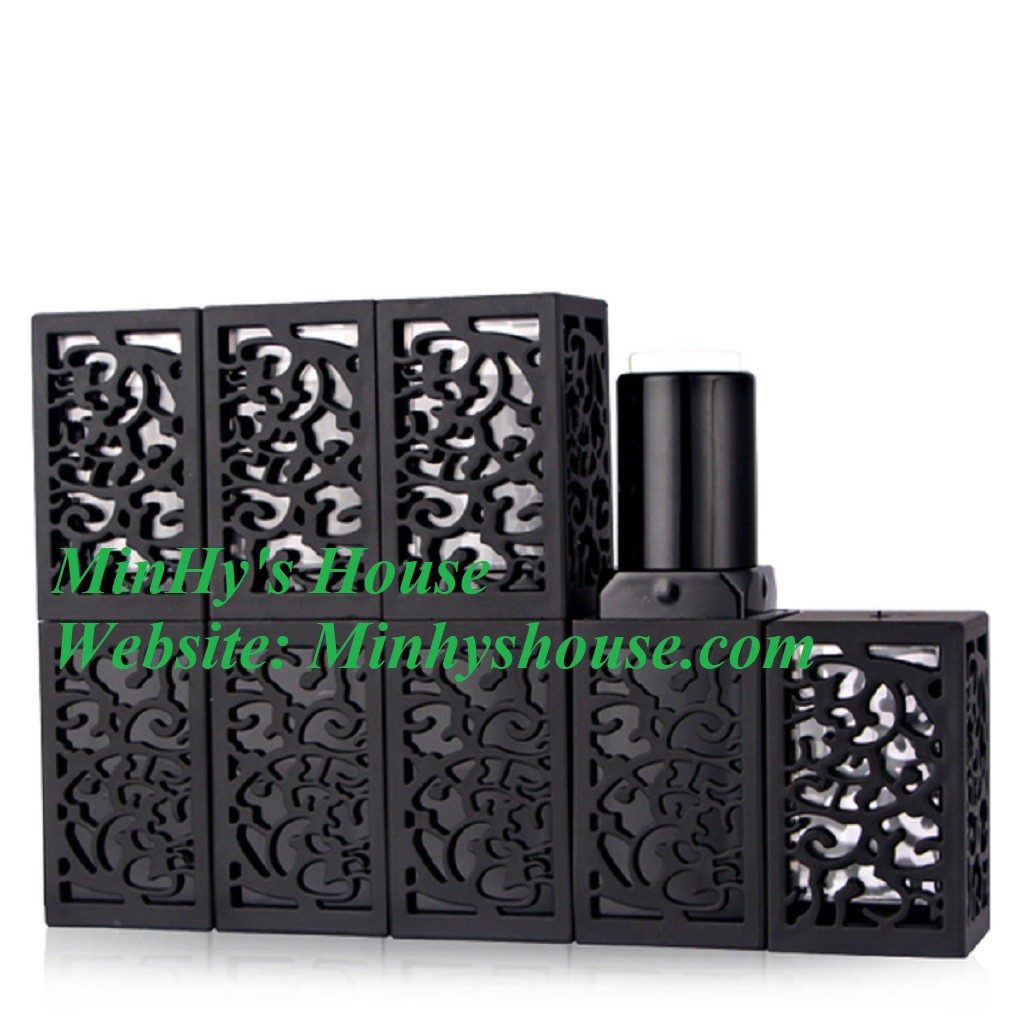 combo 100 vỏ son sáp khuôn 12.1mm Hoa Văn đen, đỏ