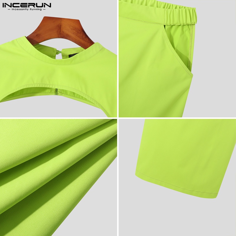 Set áo croptop tay dài + quần dài ống rộng INCERUN cho nam
