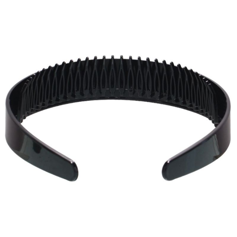 Băng Đô Cài Tóc Răng Thưa 2 / 5cm Bằng Nhựa Màu Đen Trơn Chống Trượt Tạo Kiểu DIY Cho Nữ