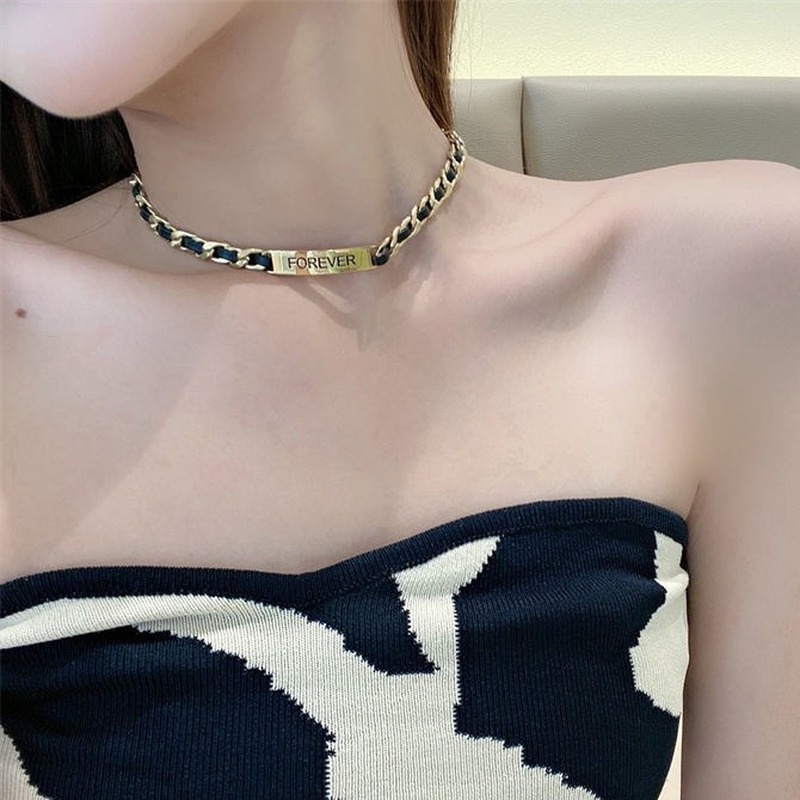 Dây Chuyền Da Đen Phối Thép Titan Cao Cấp Hợp Thời Trang