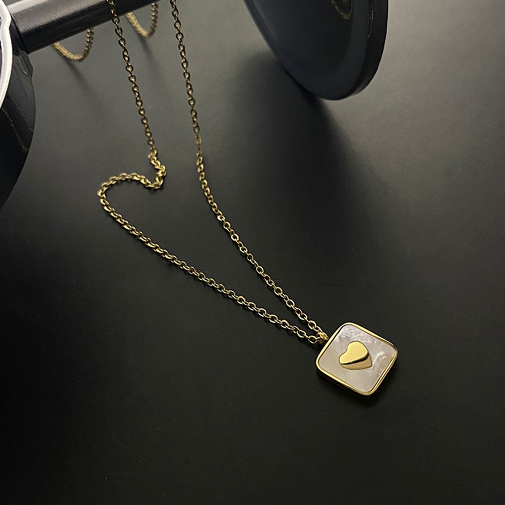 Vnox Vòng cổ Mặt Vuông Hình Vỏ Sò Màu Vàng/Trắng Dành Cho Nữ