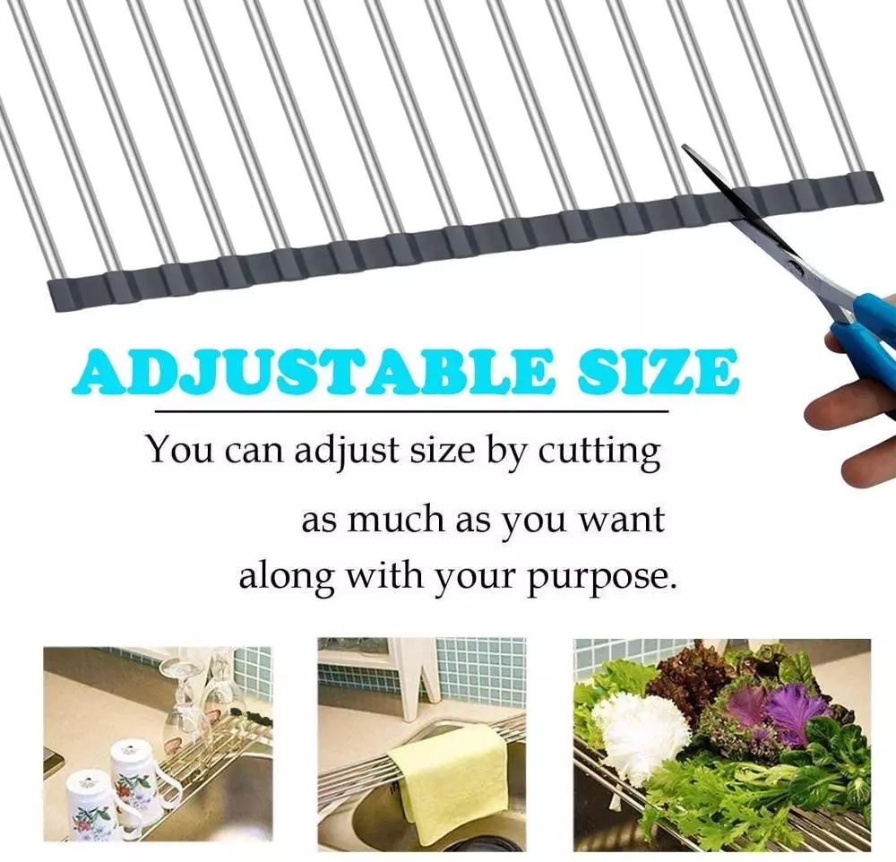 Giá úp chén dĩa ráo nước gắn bồn rửa chén bằng thép không gỉ gấp gọn tiện dụng cho nhà bếp