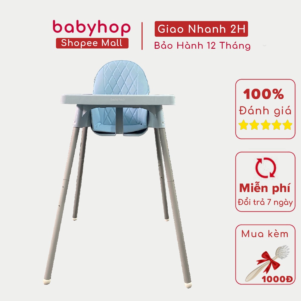 Ghế ăn dặm Glosby Babyhop kèm đệm lót da PU dễ dàng vệ sinh phù hợp ăn dặm kiểu BLW có chân điều chỉnh độ cao