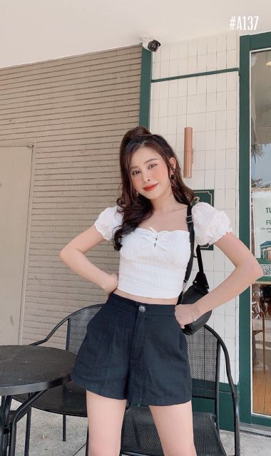Áo crop 3 nơ