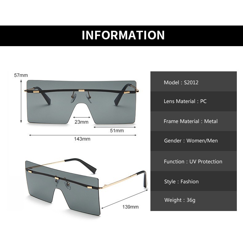 Kính Mát Không Gọng Vuông Màu Gradient Thời Trang Cho Nam Và Nữ | BigBuy360 - bigbuy360.vn