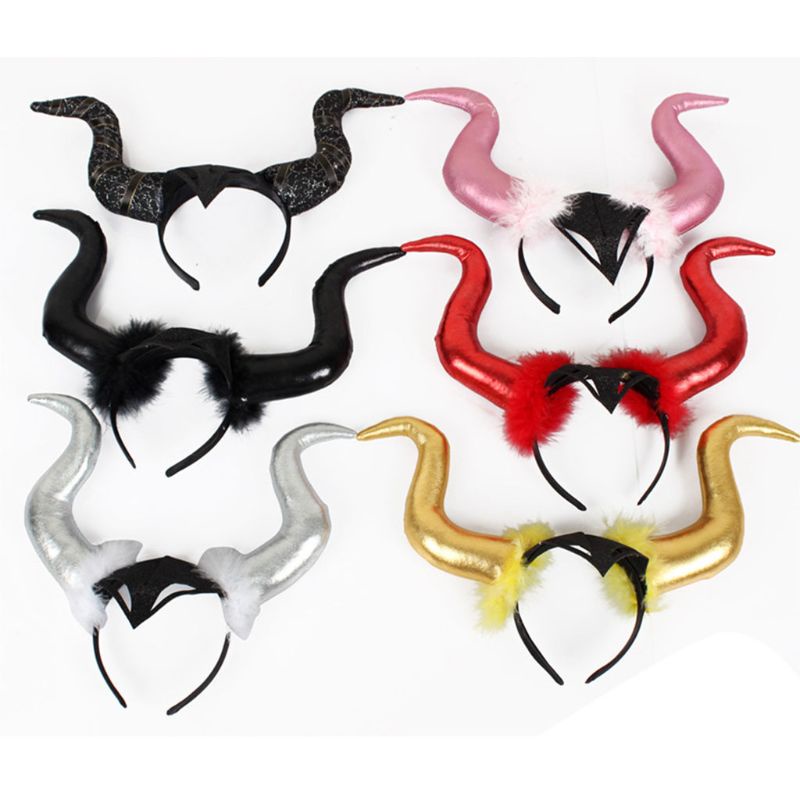 Băng Đô Sừng Ác Quỷ Đính Kim Tuyến Hóa Trang Halloween
