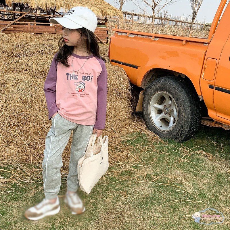 Áo Thun Tay Dài Cổ Tròn In Họa Tiết Hoạt Hình Dành Cho Bé Gái