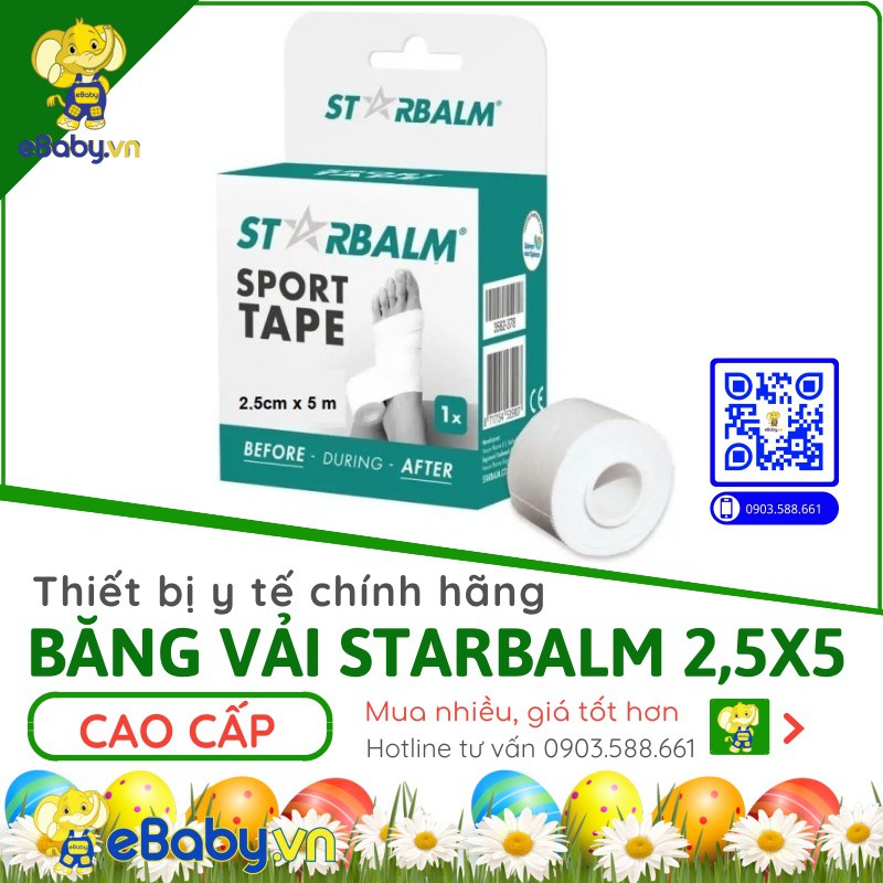 Băng vải thể thao y tế Starbalm SIÊU MỊN - SIÊU THẤM HÚT MỒ HÔI - Bảo vệ và hỗ trợ khớp cổ tay cổ chân -Ngăn chấn thương