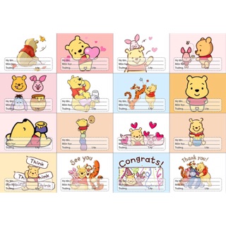 Nhãn vở gấu pu siêu xinh , nhãn vở dễ thương