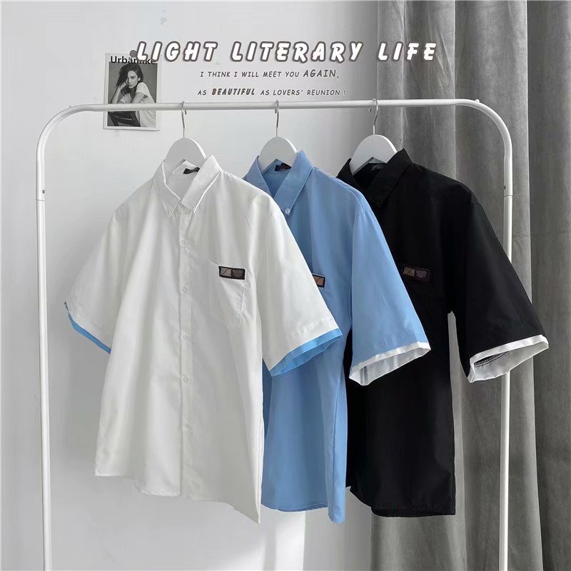 New Korean style double-layer fake short-sleeved T-shirt for men