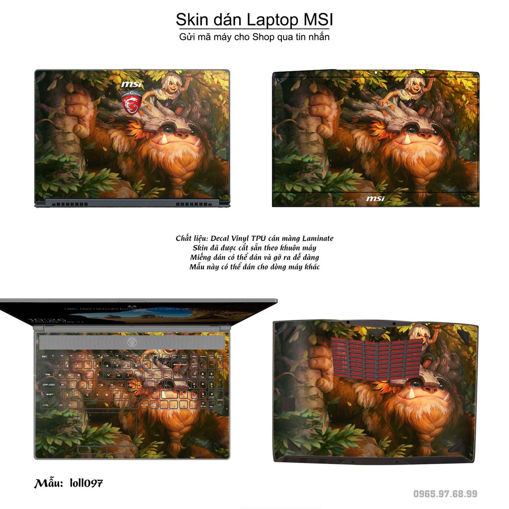 Skin dán Laptop MSI in hình Liên Minh Huyền Thoại nhiều mẫu 14 (inbox mã máy cho Shop)