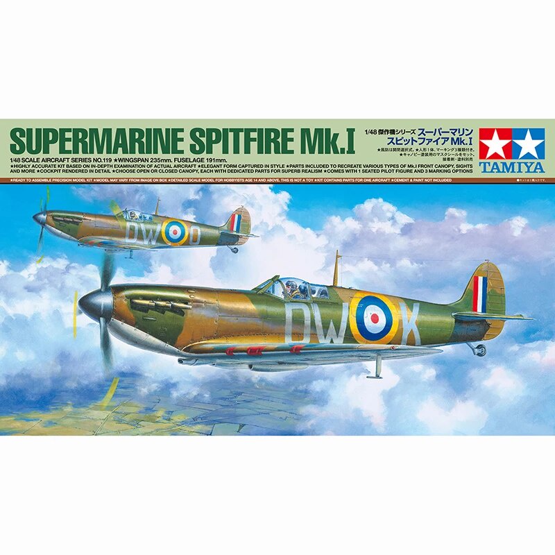 Mô hình lắp ráp 1/48 Spitfire Mk.I 61119 Tamiya