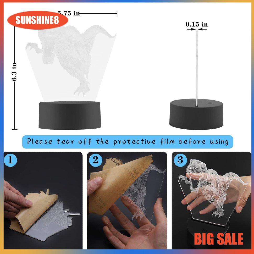 【SUN】Novelty Cute 3d Dino Night Light Kids Led Dinosaur Lamp Lovely Decoration