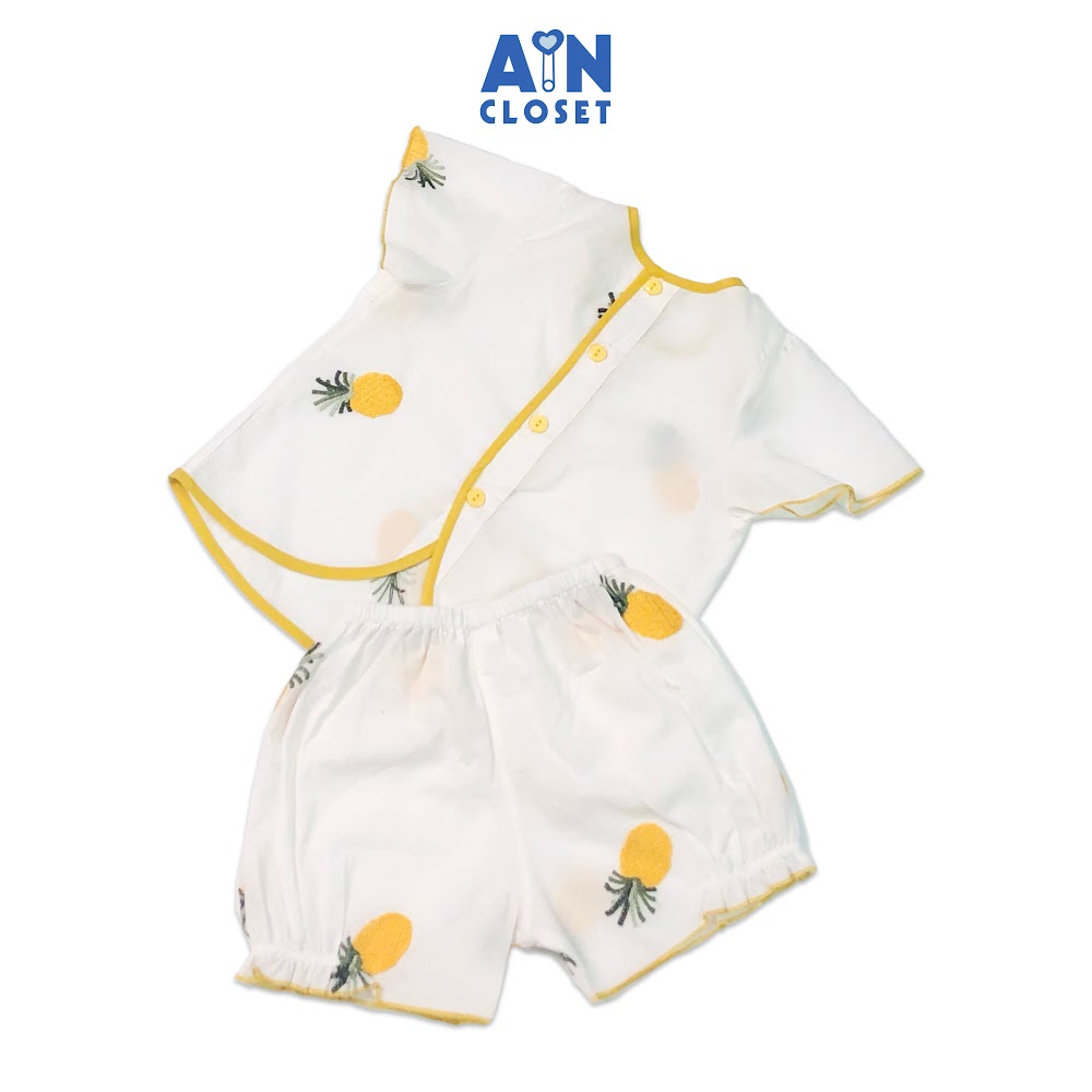 Bộ quần áo ngắn bé gái họa tiết Dứa vàng cotton boi - AICDBGZJCFDO - AIN Closet
