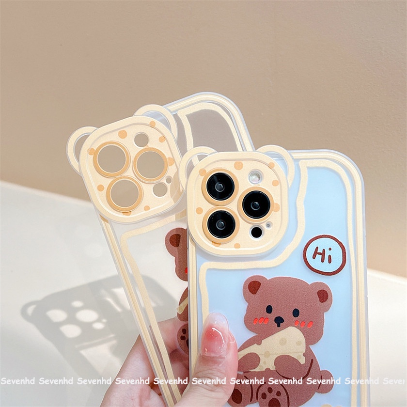 Ốp Điện Thoại Tpu Dẻo In Hình Gấu Phô Mai Hoạt Hình Cho iPhone 14 13 12 11 Pro Max Xs Max Xr X 6 6s Plus