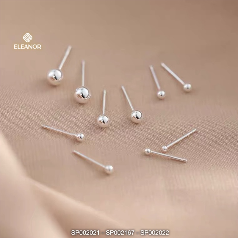 Bông tai nữ nụ chuôi bạc 925 Eleanor Accessories hình tròn basic phụ kiện trang sức 2170