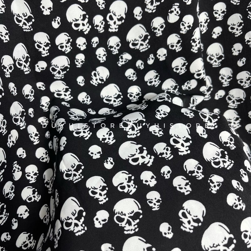 Áo sơ mi cộc tay unisex form rộng họa tiết ĐẦU LÂU cho nam nữ | DUYHI