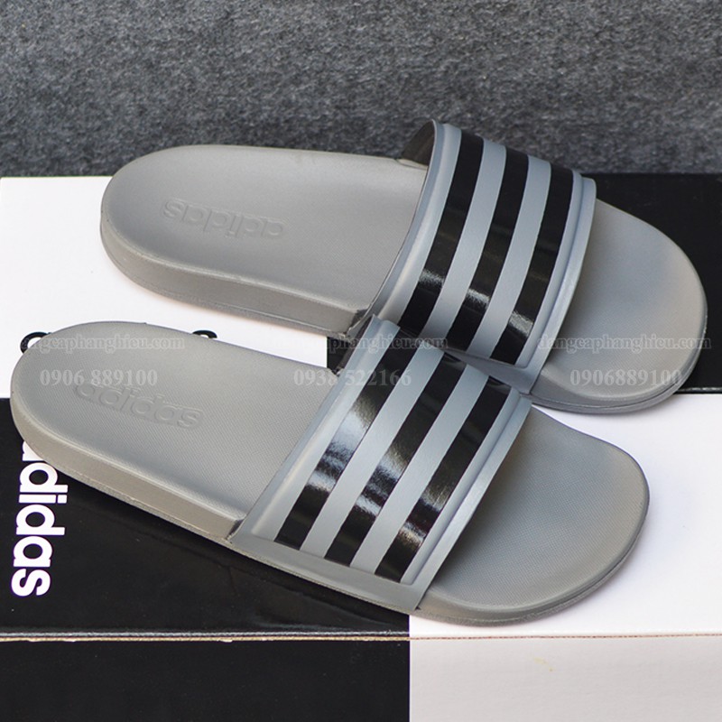 Dép Adidas Cloudfoam Sample 10/2018 màu xám sọc đen