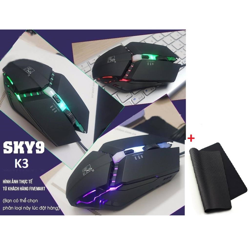 [ BÁN RẺ NHẤT ] Chuột Máy Tính Laptop Sky9 Có LED Nhiều Màu Phong Cách Hiện Đại Ấn Tượng