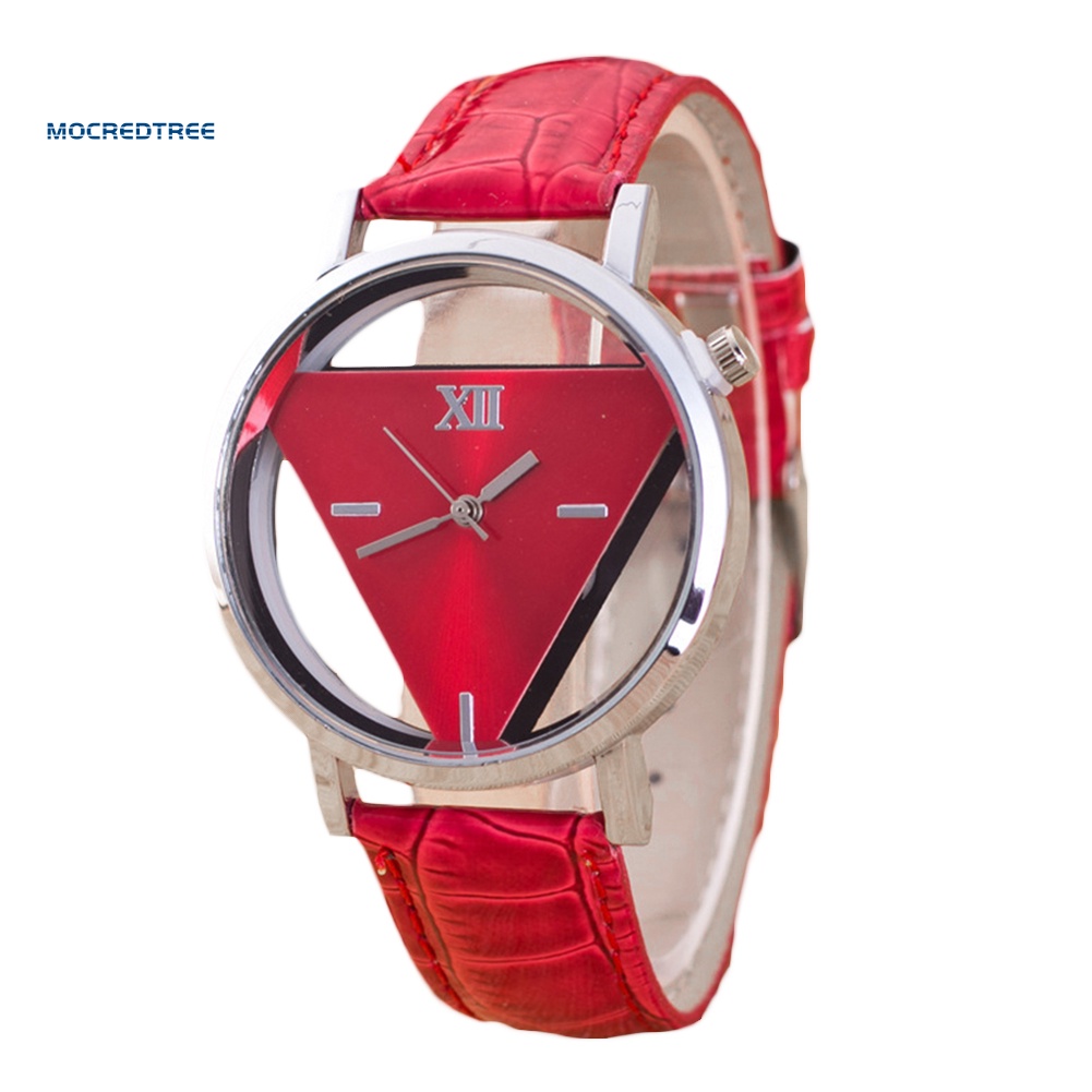 Mt♚ Đồng Hồ Unisex MặT Tam GiáC Dây Đeo Giả Da Sang TrọNg