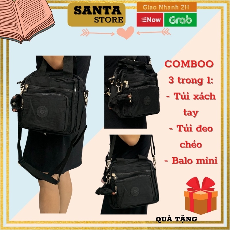 Balo Túi đeo vai đeo chéo vải dù nữ combo 3 trong 1 Kipling KL2131 SANTA STORE cao cấp thời trang giá rẻ nhiều ngăn