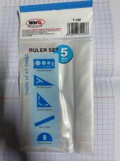 Combo 5 cây thước vẽ kỹ thuật winQ(thước bộ đa năng 1bộ)