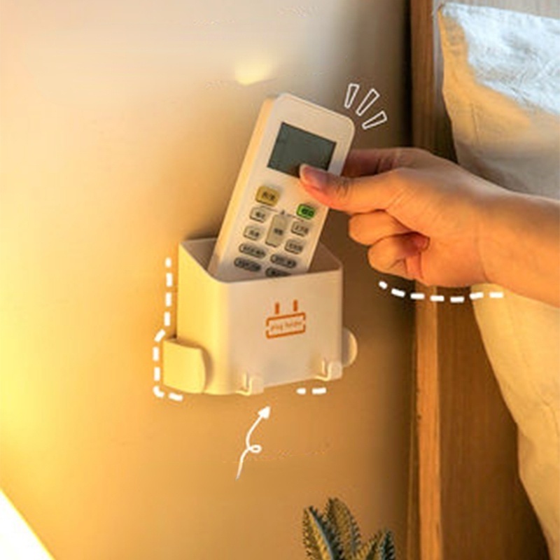 Hộp Đựng Đồ Gắn Tường Màu Trơn Đa Năng Hình Hoạt Hình Dễ Thương Sắp Xếp Gọn Gàng Cho Điện Thoại Di Động/Điều Khiển Từ Xa