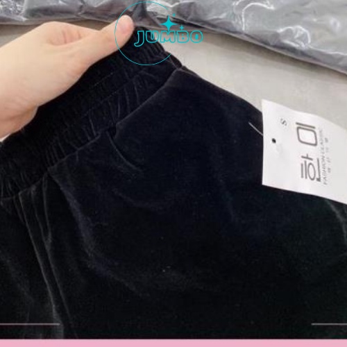 Quần nhung nữ Jumbo short dáng phồng thiết kế sóoc phối ren phong cách Hàn Quốc siêu xinh