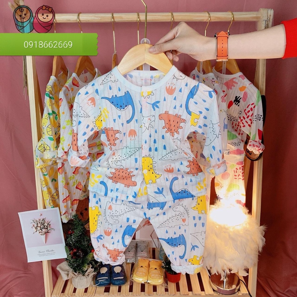 Bộ dài tay cotton giấy khuy giữa mẫu mới 2022 size 3-14kg