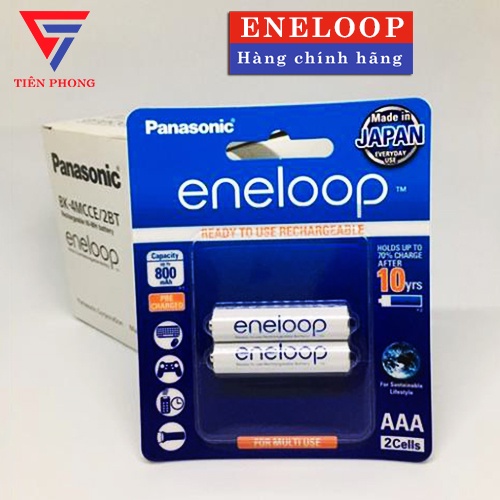 Pin sạc AAA Eneloop Panasonic 800mAh sản xuất tại Nhật Bản vỉ 2 viên chính hãng