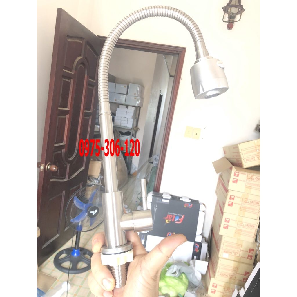 [BẺ ĐƯỢC MỌI VỊ TRÍ] Vòi rửa chén bát LẠNH inox 304 cần bẻ lò xo quay 360độ sử dụng cho 2 chậu N5009 Fotar