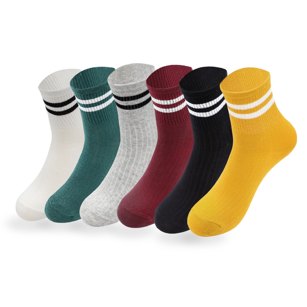 Tất chân thể thao bằng cotton trơn màu chất vải mềm phong cách Hàn Quốc cho nữ H&amp;G