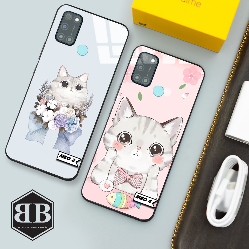 Ốp lưng kính cường lực Realme C17 mèo con xinh xinh