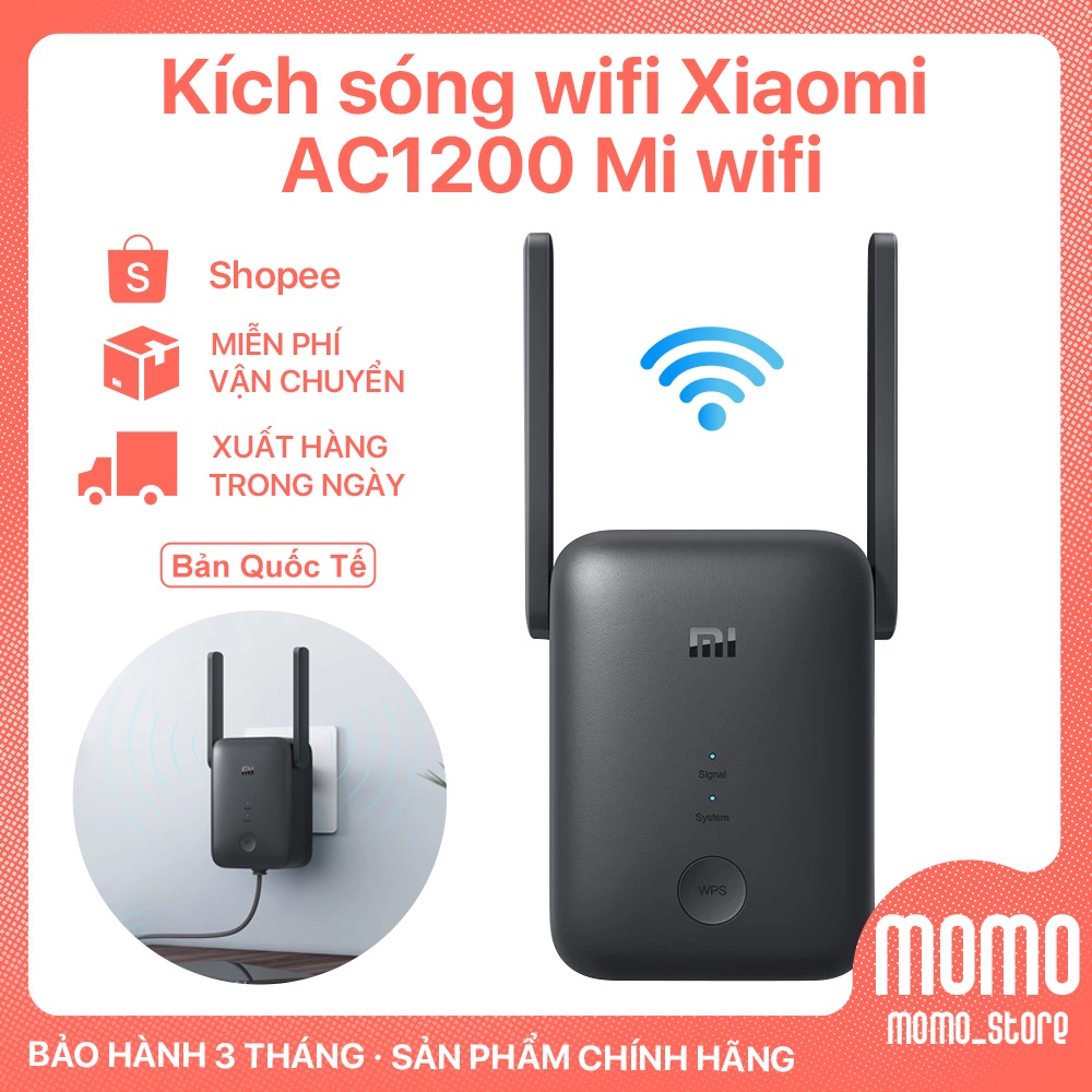 Kích Sóng Wifi Xiaomi AC1200 Hỗ Trợ 2 Băng Tần Kết Nối App Mihome - Bản Quốc Tế Chính Hãng