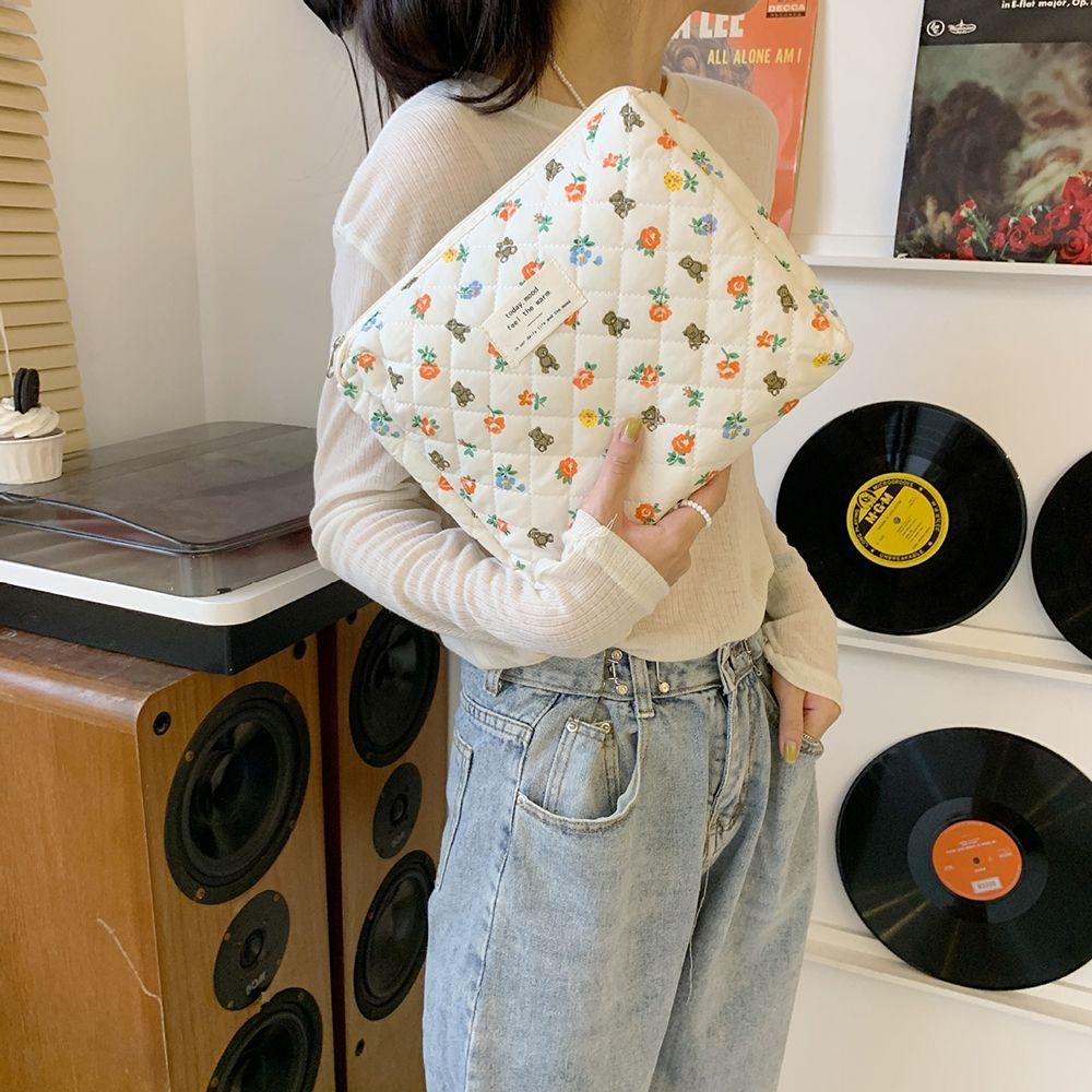 USNOW Túi Đựng Mỹ Phẩm Mềm Mại Họa Tiết Hoa Đáng Yêu Dành Cho Nữ