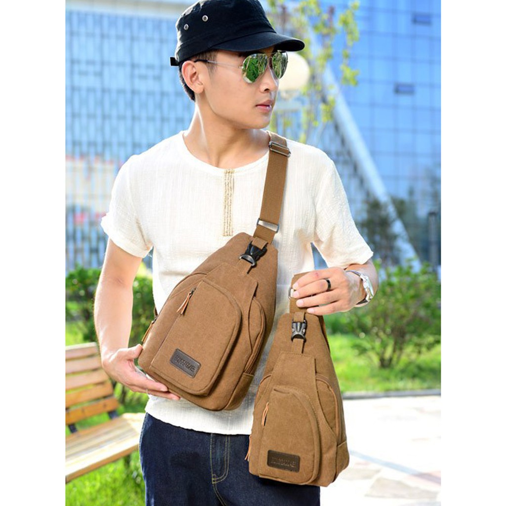 Túi đeo chéo đa năng Canvas phong cách Hàn Quốc Unisex sành điệu cá tính