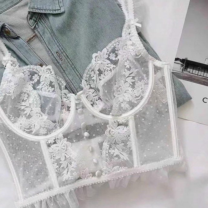 Áo Corset ren - Set Nội Y Ren Crotop Áo Gọng dẻo ôm Ngực Gợi Cảm - 6901