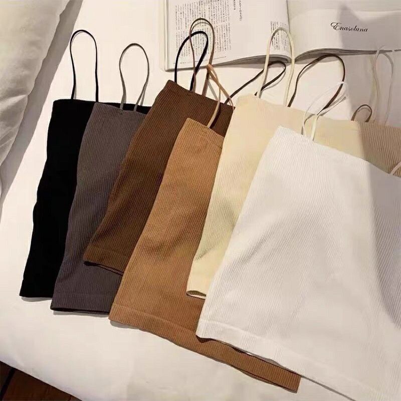 Áo bra 2 dây len tăm dáng croptop 1808 loại rẻ