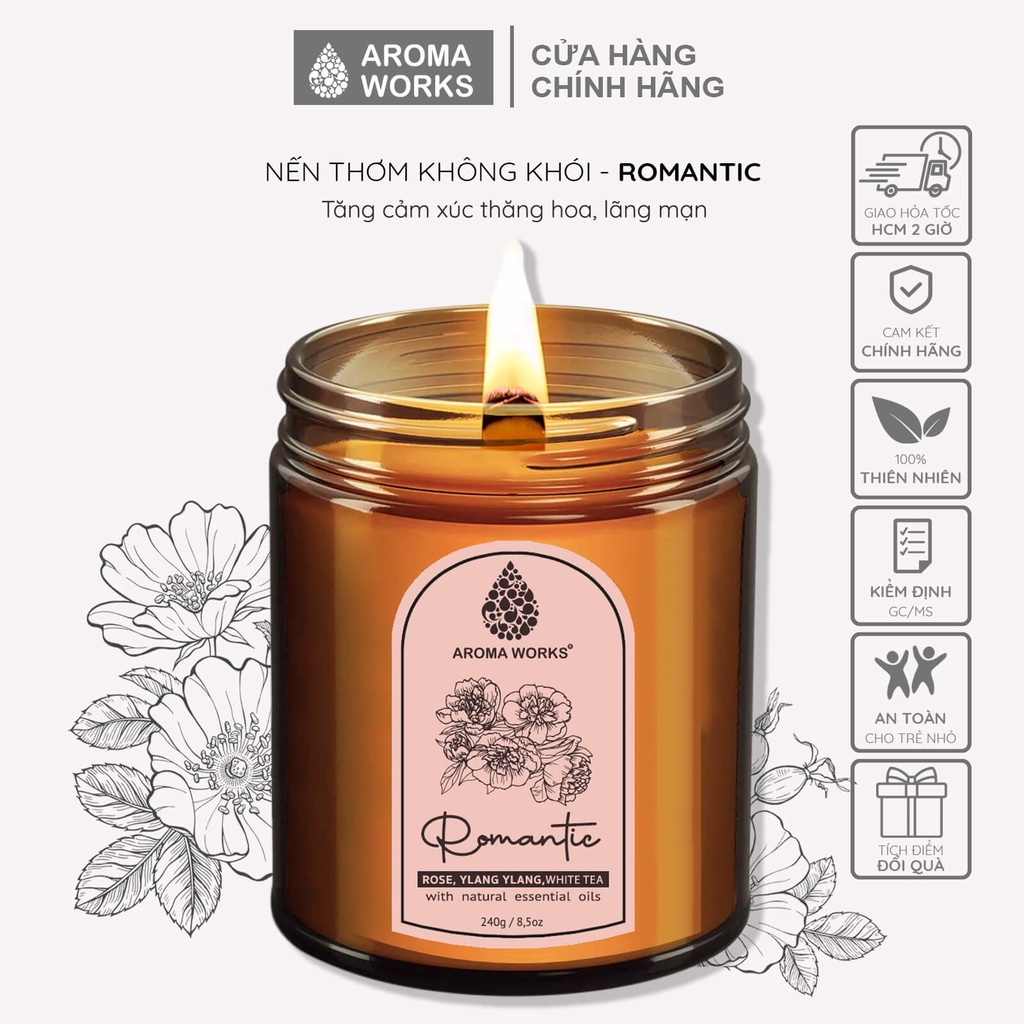 Nến thơm Spa Aroma Works liệu pháp mùi hương giúp dễ ngủ, thư giãn, thoải mái 240g