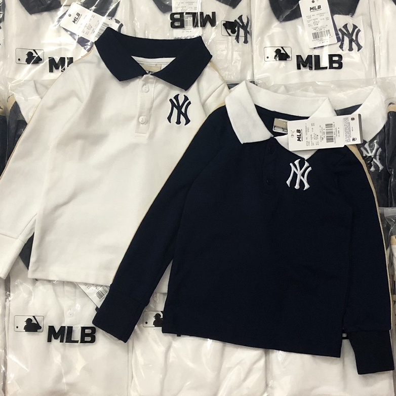 Áo polo dài tay bé trai - Áo polo MLB sọc tay cho bé trai size 90-150