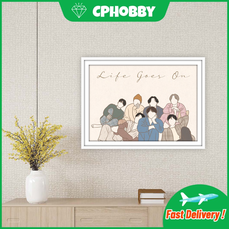 Set tranh đính đá hình nhóm nhạc nam thần tượng kpop trang trí nhà 5d DIY 40x30cm 50x40cm