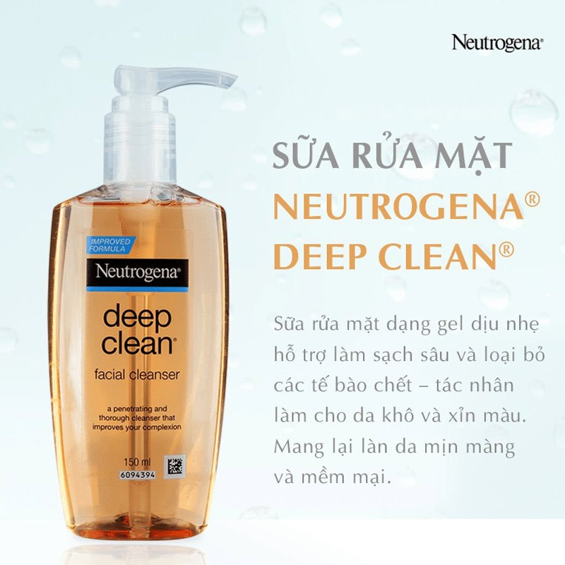 Sữa Rửa Mặt Neutrogena Làm Sạch Sâu Dạng Gel Facial Cleanser Deep Clean 150ml | BigBuy360 - bigbuy360.vn