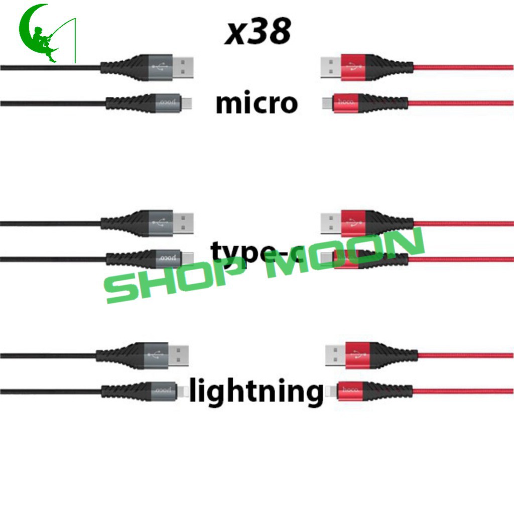 Cáp Sạc Iphone, Sạc Nhanh + Chống Gãy, Dây Sạc Chính Hãng Hoco X38  Iphone Samsung