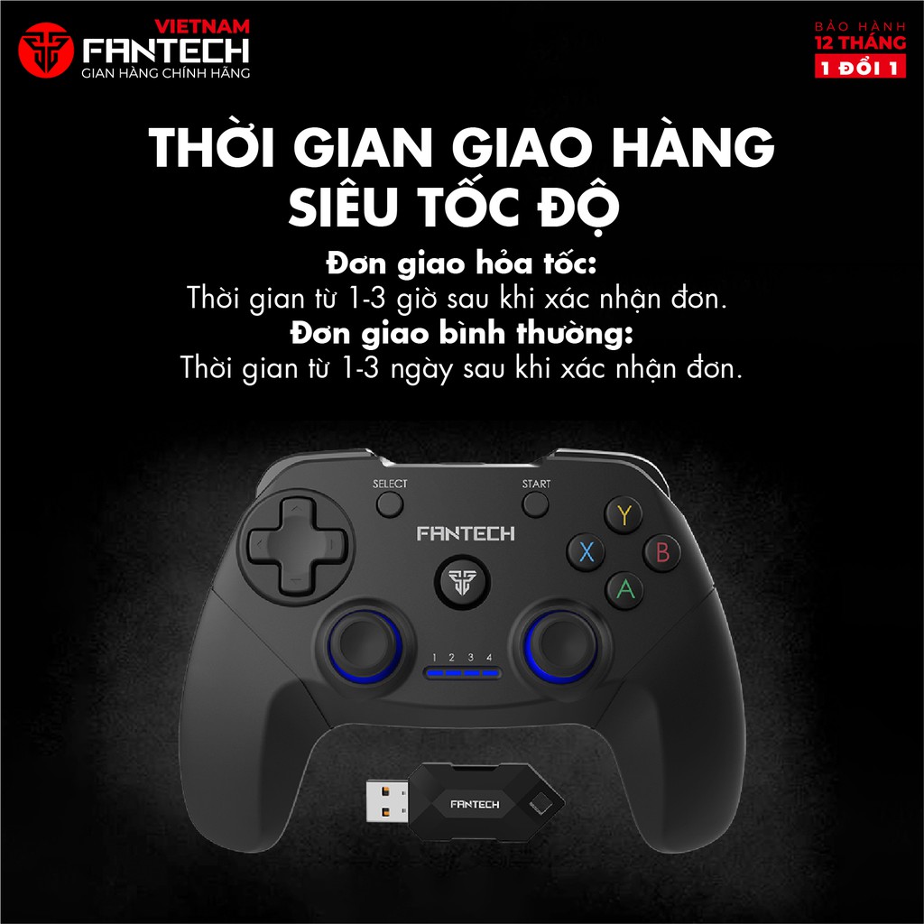 Tay Cầm Chơi Game Không Dây Fantech WGP12 REVOLVER Dùng Được Cho PC, Console, Smart TV... 4 Chế Độ - Hàng Chính Hãng